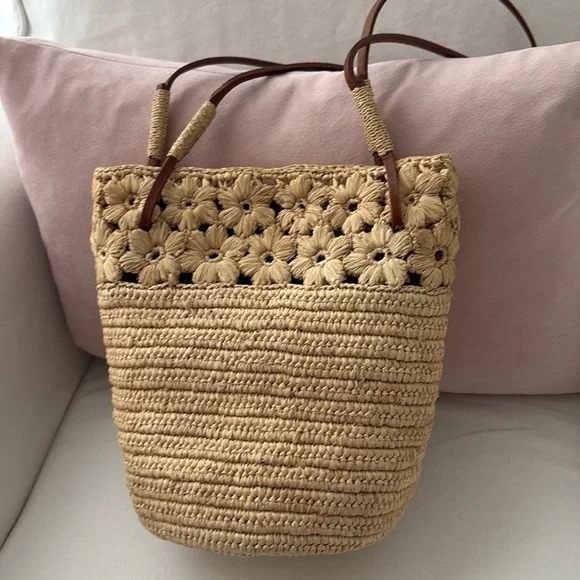 Sezane Tan Crochet Shoulder Bag - Picture 4 of 7